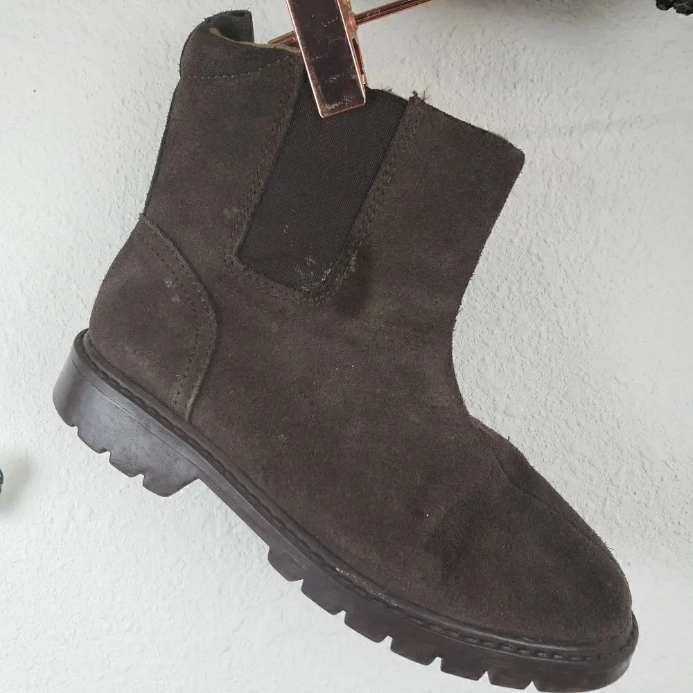 Janie and jack side sip brown suede moto booties